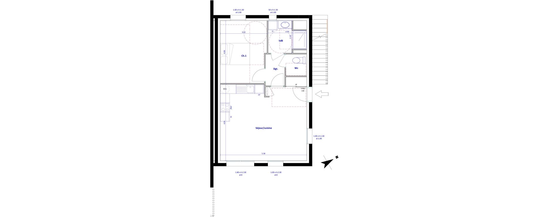 Appartement T2 de 48,56 m2 &agrave; Jarrie Centre