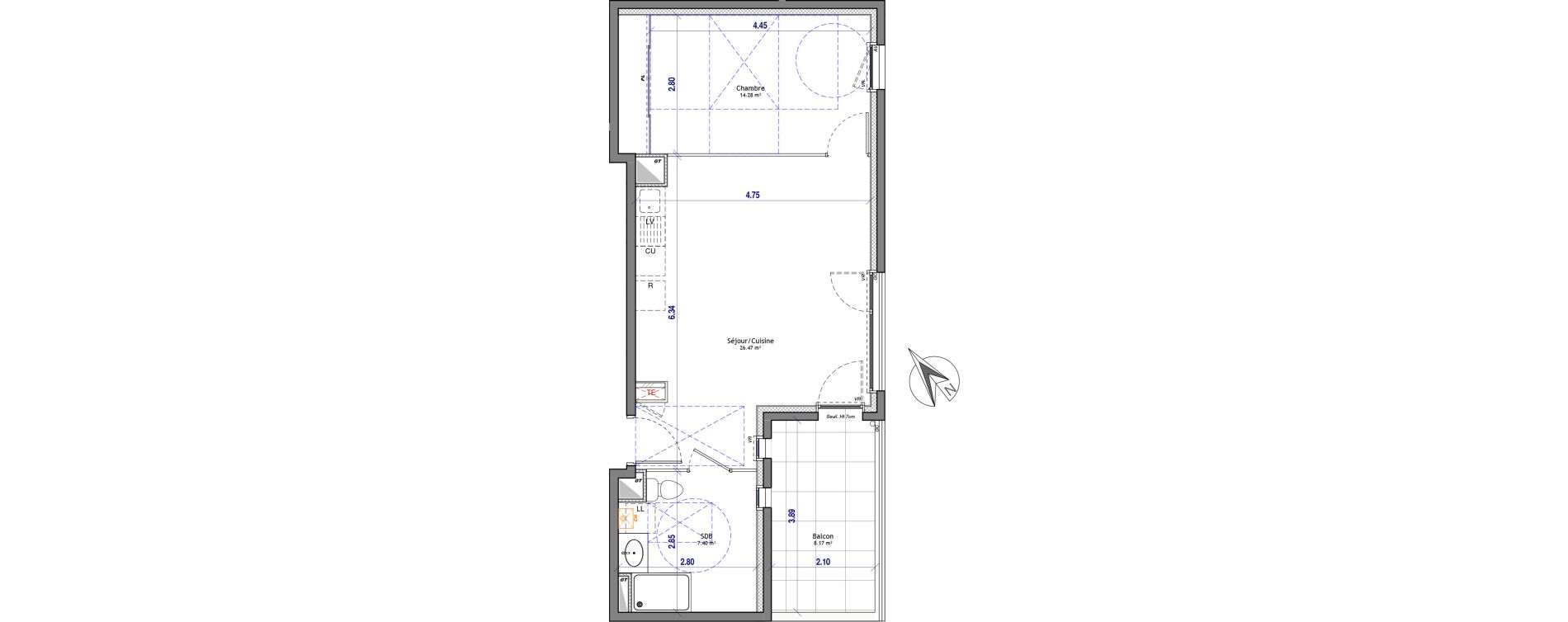 Appartement T2 de 48,15 m2 &agrave; La Tour-Du-Pin Centre