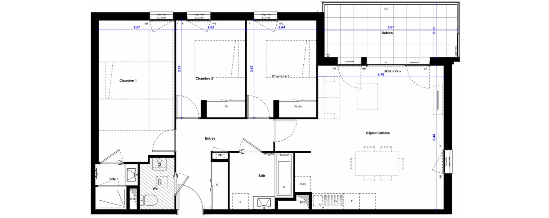 Appartement T4 de 81,80 m2 &agrave; La Verpilli&egrave;re Centre