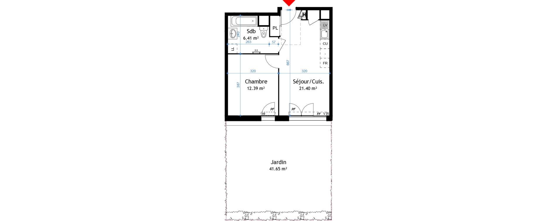 Appartement T2 de 40,20 m2 &agrave; La Verpilli&egrave;re Centre