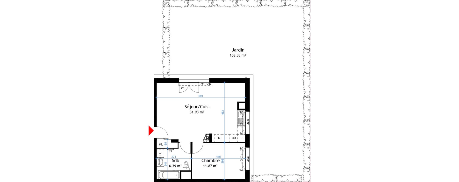 Appartement T2 de 50,19 m2 &agrave; La Verpilli&egrave;re Centre