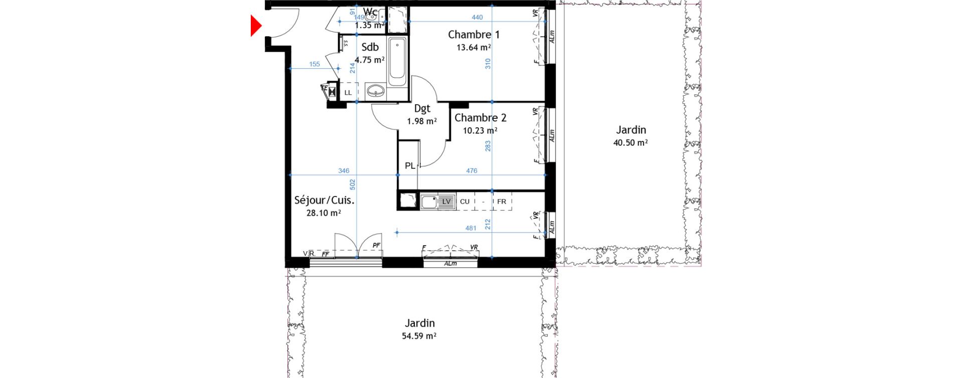 Appartement T3 de 65,52 m2 &agrave; La Verpilli&egrave;re Centre