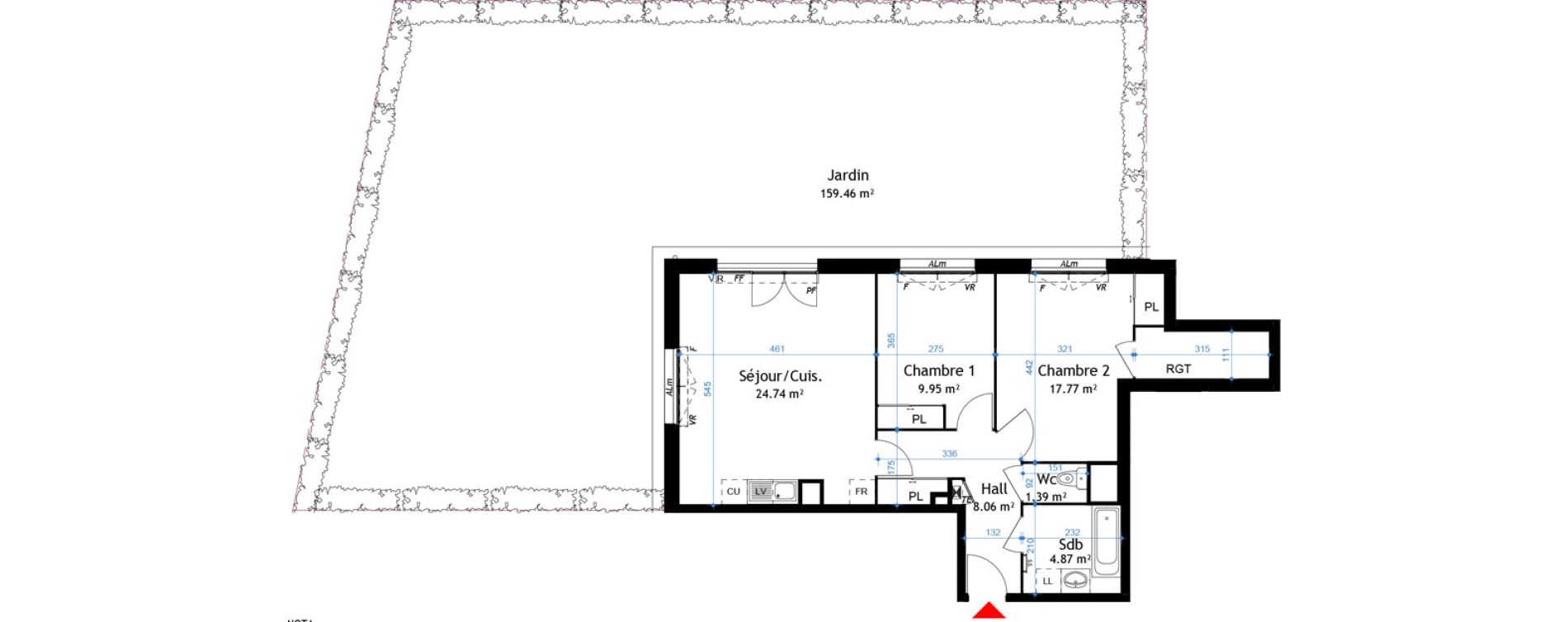 Appartement T3 de 66,78 m2 &agrave; La Verpilli&egrave;re Centre