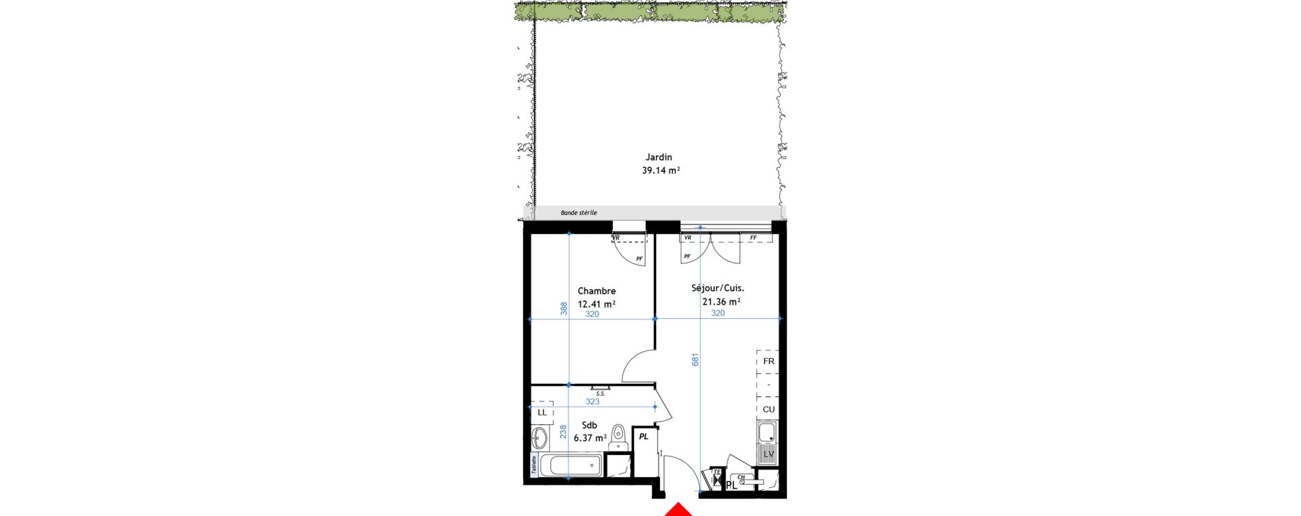 Appartement T2 de 40,14 m2 &agrave; La Verpilli&egrave;re Centre