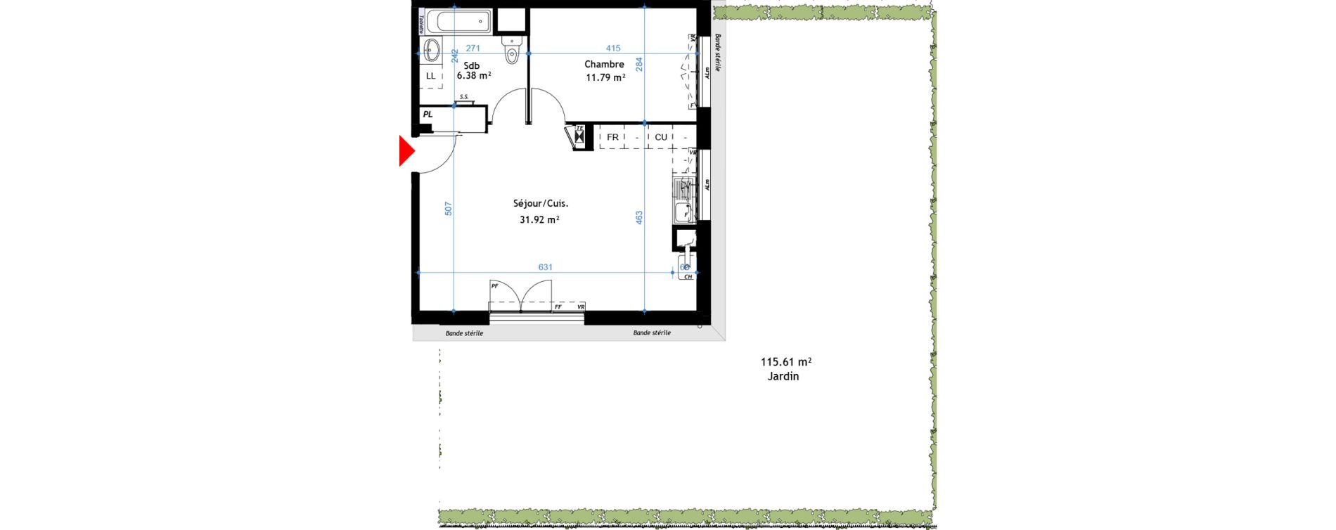 Appartement T2 de 50,09 m2 &agrave; La Verpilli&egrave;re Centre