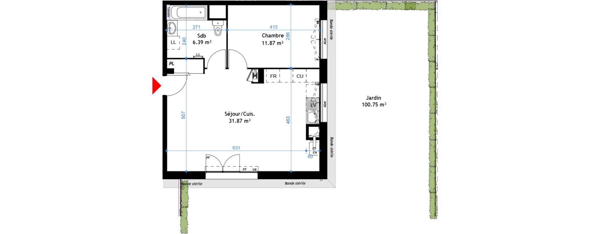 Appartement T2 de 50,13 m2 &agrave; La Verpilli&egrave;re Centre