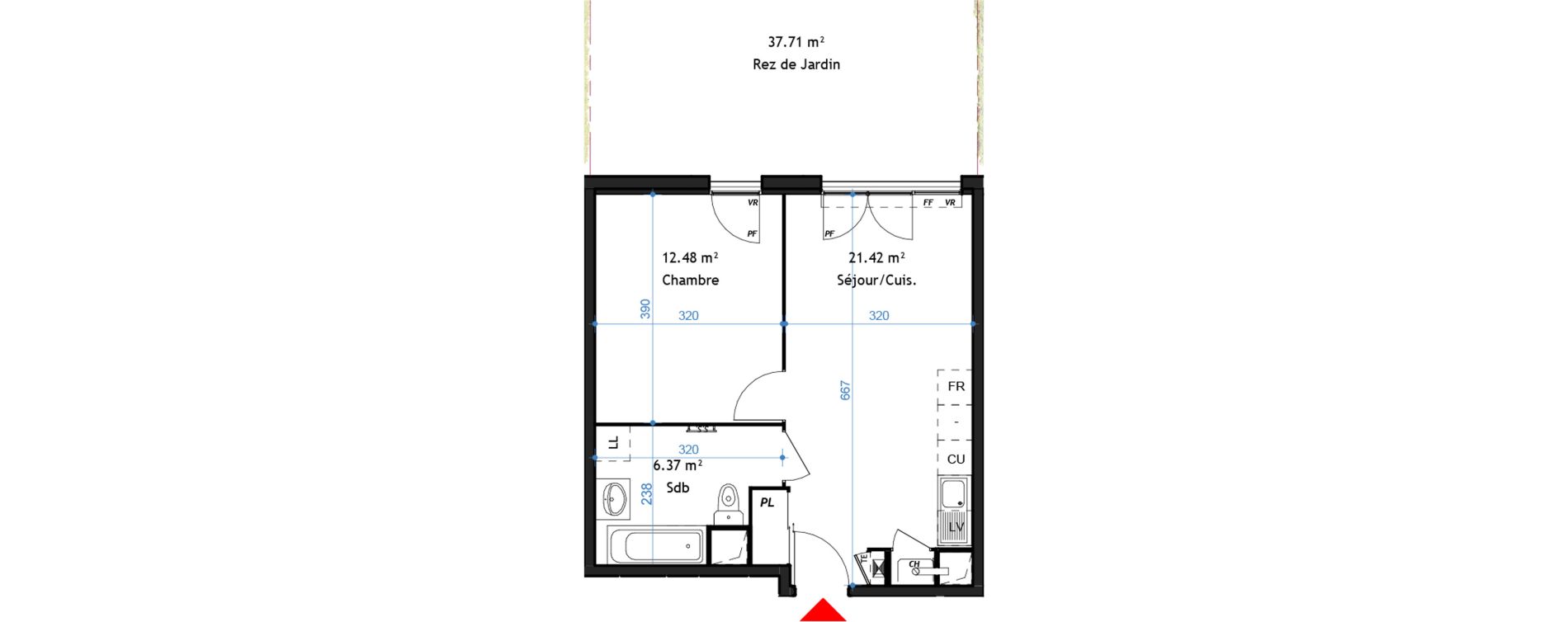 Appartement T2 de 40,27 m2 &agrave; La Verpilli&egrave;re Centre