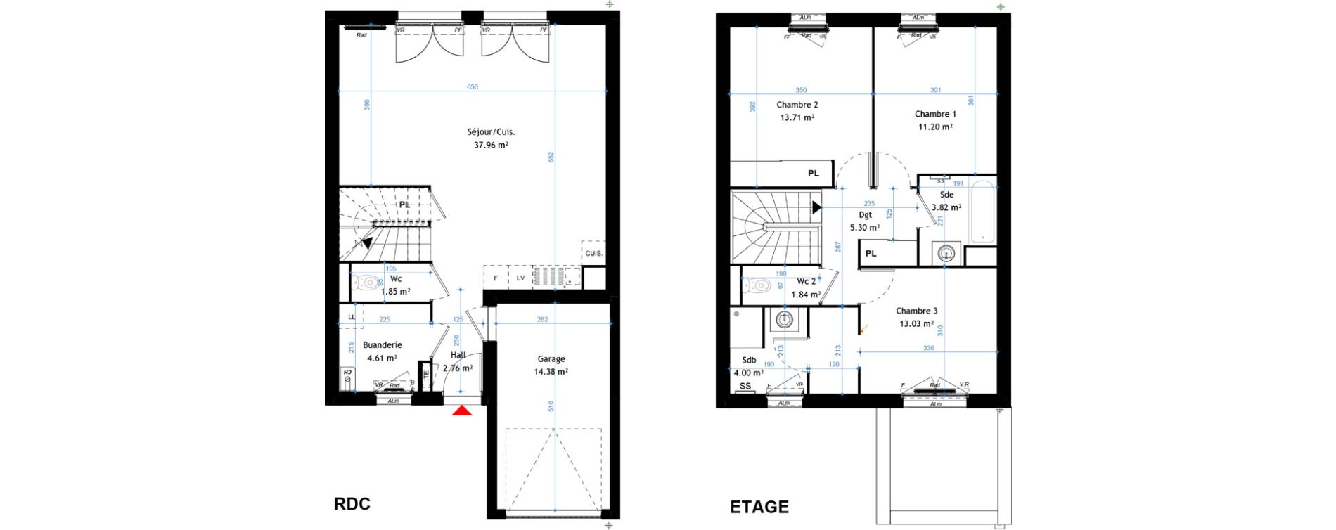 Maison T4 de 98,24 m2 &agrave; La Verpilli&egrave;re Centre