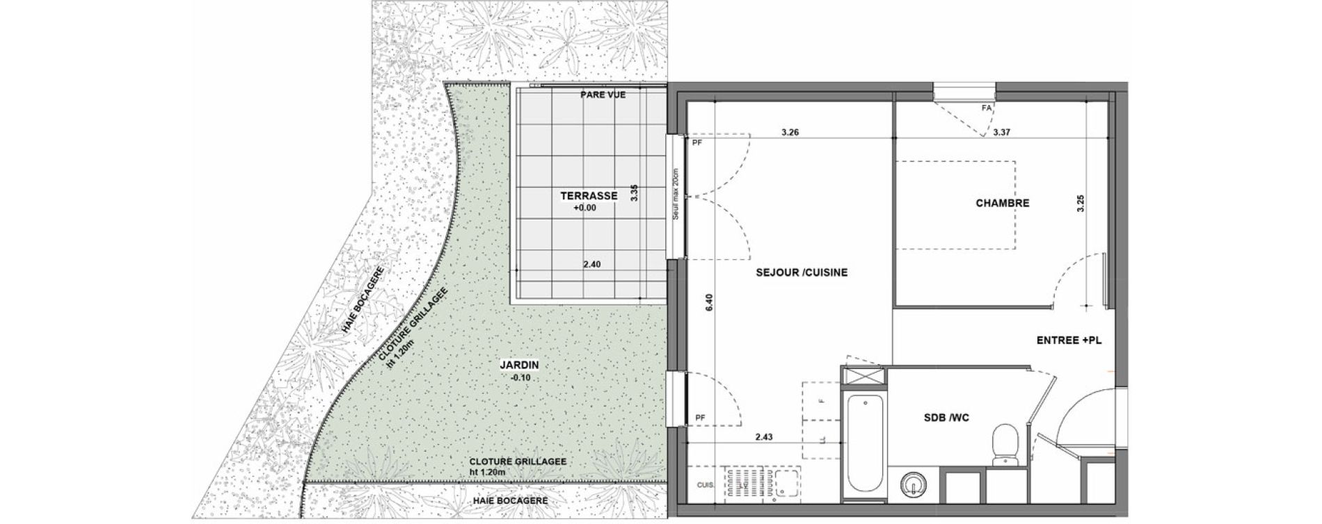 Appartement T2 de 40,88 m2 &agrave; La Verpilli&egrave;re Centre