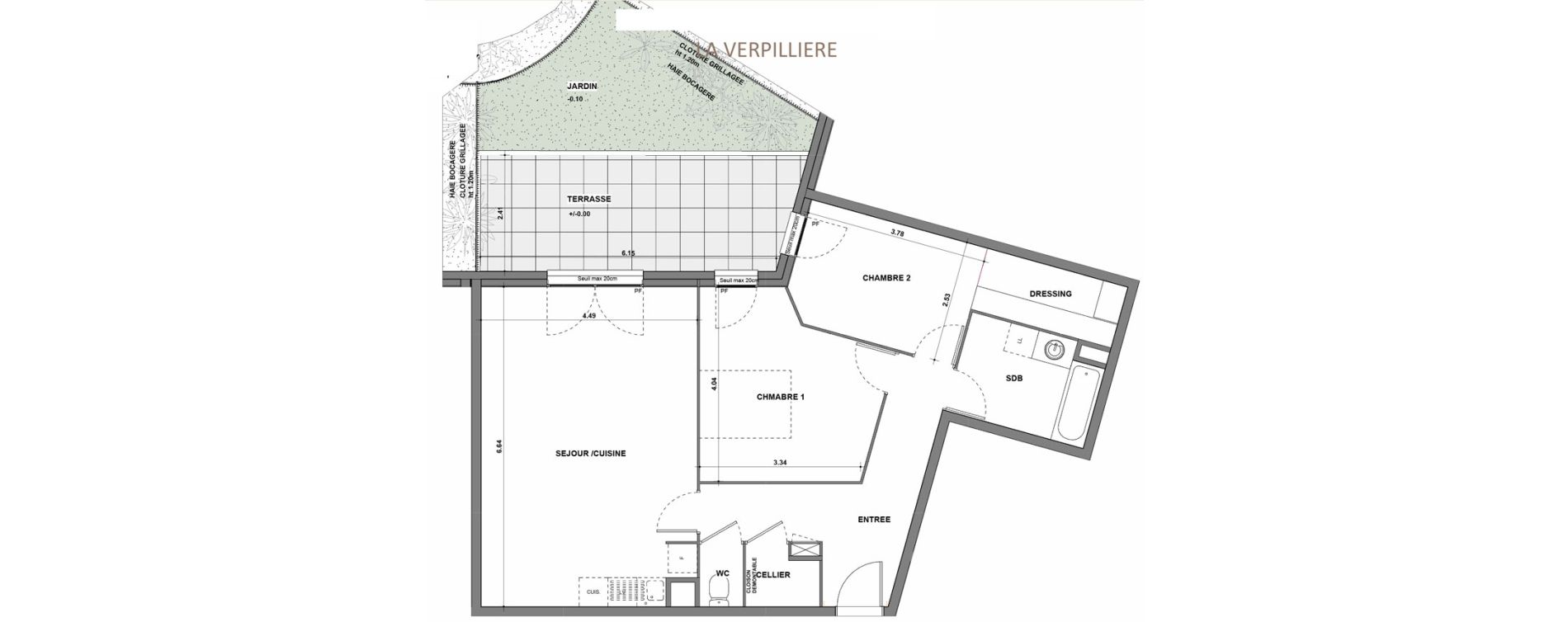 Appartement T3 de 75,64 m2 &agrave; La Verpilli&egrave;re Centre