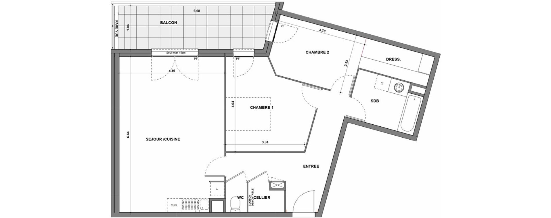 Appartement T3 de 75,58 m2 &agrave; La Verpilli&egrave;re Centre