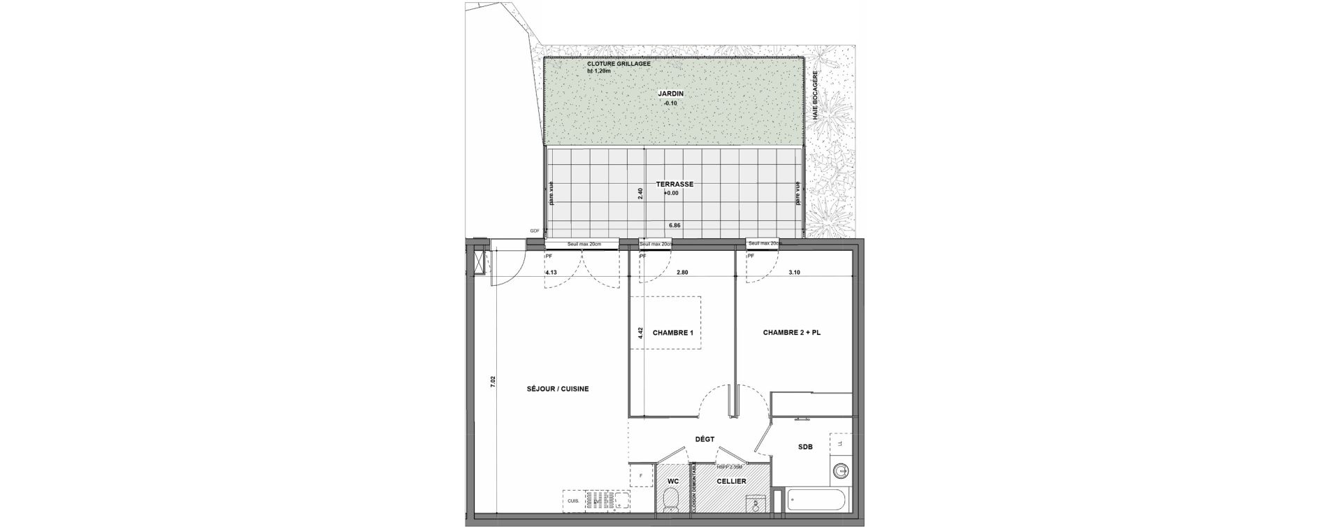 Appartement T3 de 69,49 m2 &agrave; La Verpilli&egrave;re Centre