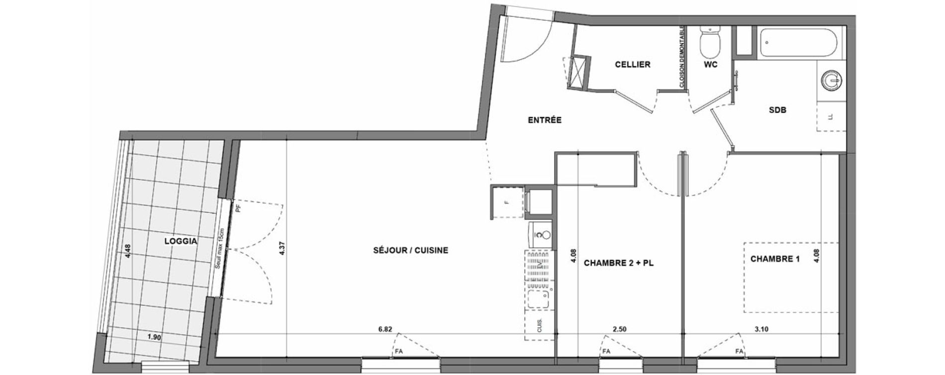 Appartement T3 de 67,94 m2 &agrave; La Verpilli&egrave;re Centre