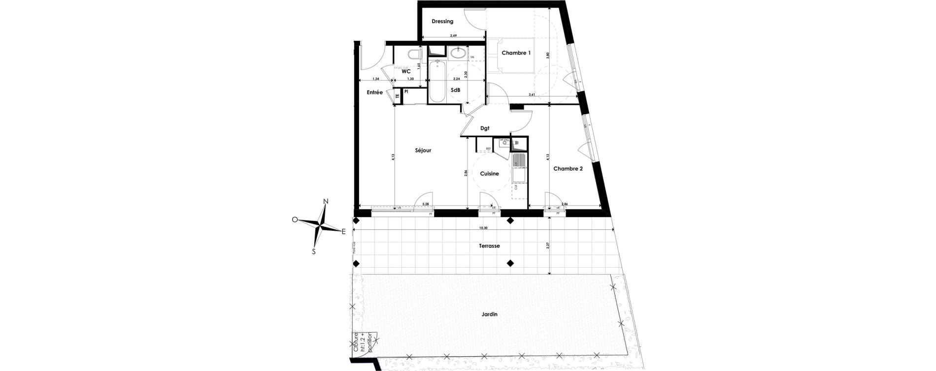 Appartement T3 de 63,29 m2 au P&eacute;age-De-Roussillon Centre