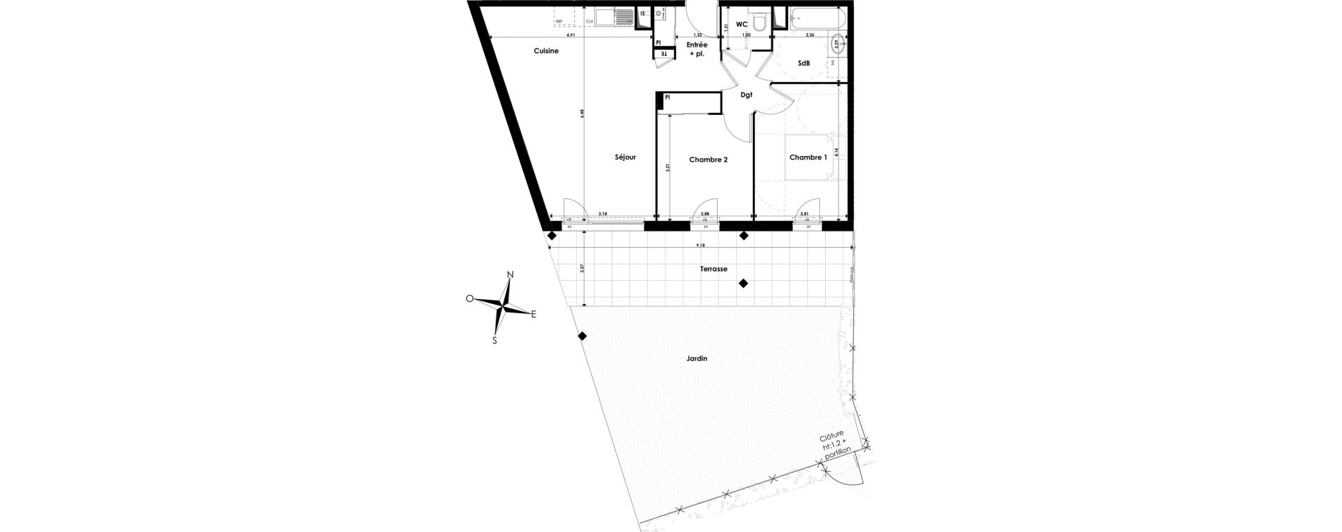 Appartement T3 de 62,85 m2 au P&eacute;age-De-Roussillon Centre