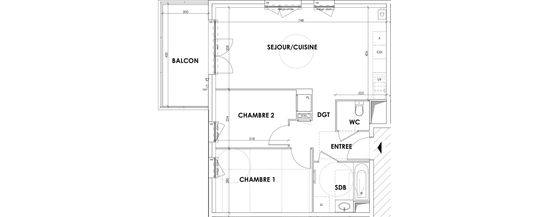 Appartement T3 de 62,01 m2 au Pont-De-Beauvoisin Centre
