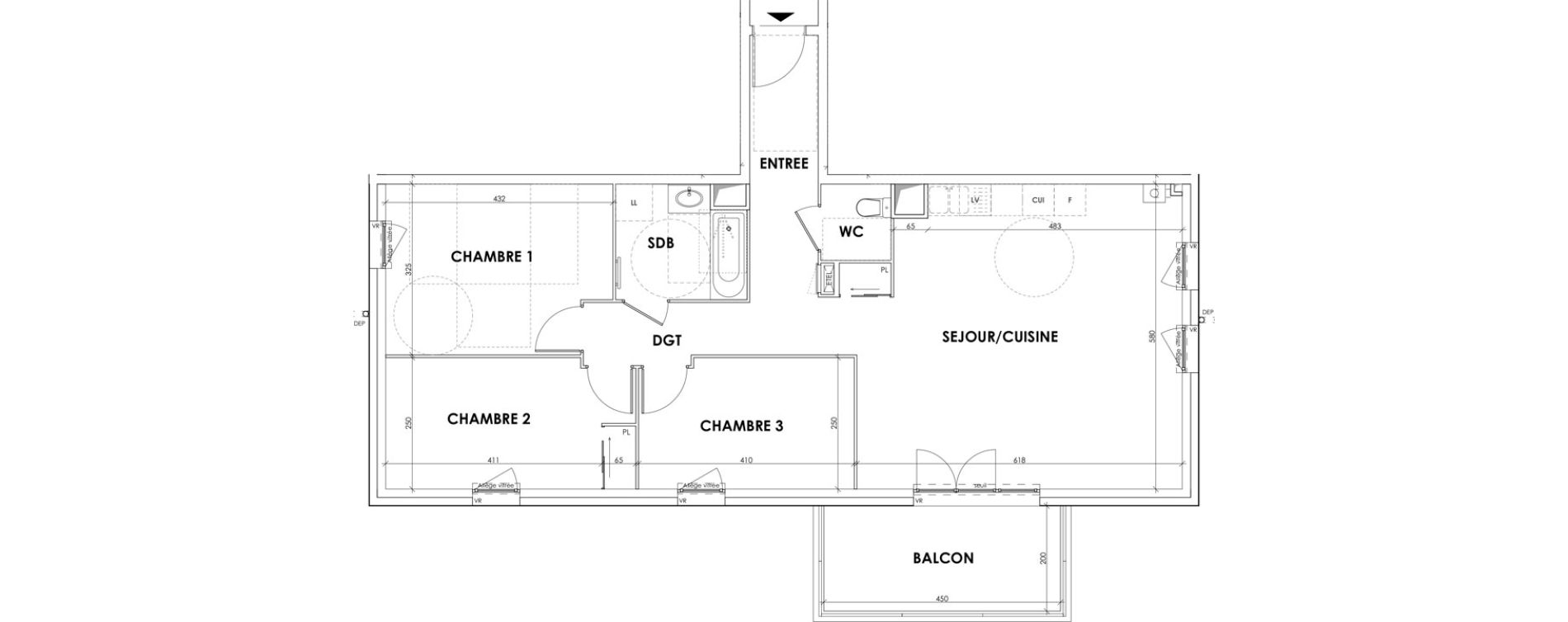 Appartement T4 de 89,00 m2 au Pont-De-Beauvoisin Centre