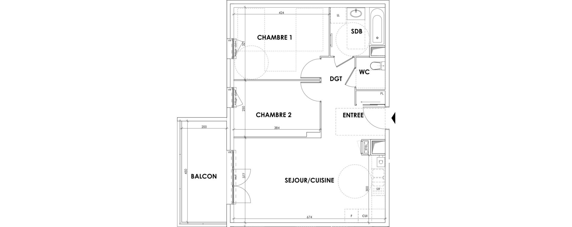 Appartement T3 de 62,39 m2 au Pont-De-Beauvoisin Centre