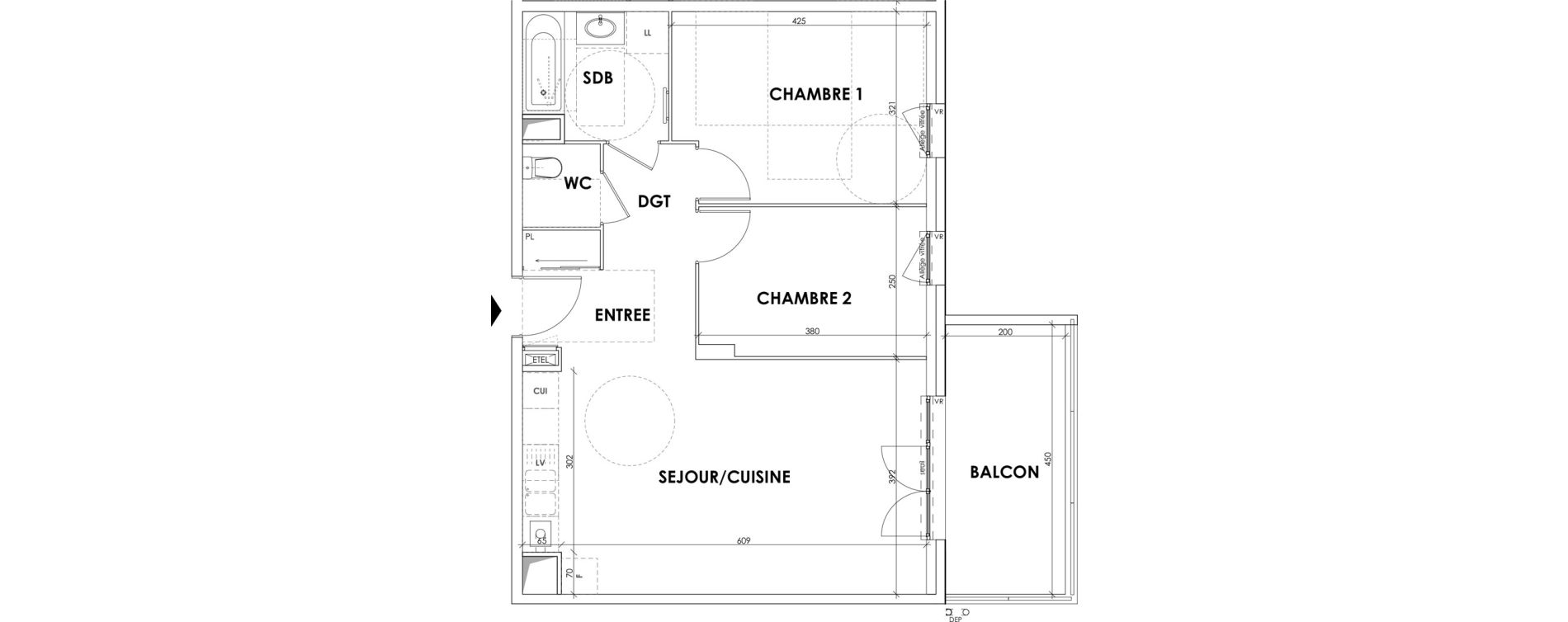 Appartement T3 de 63,45 m2 au Pont-De-Beauvoisin Centre