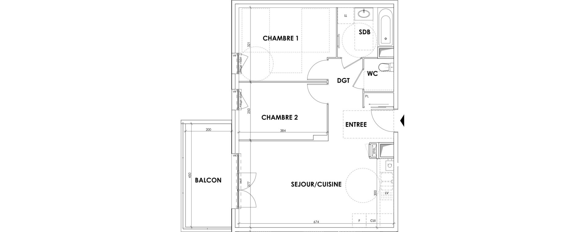 Appartement T3 de 62,39 m2 au Pont-De-Beauvoisin Centre