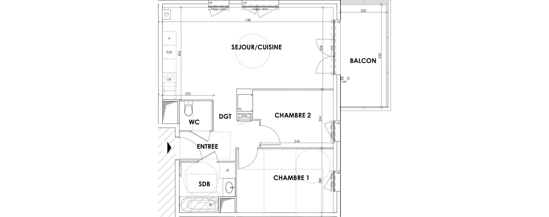 Appartement T3 de 61,85 m2 au Pont-De-Beauvoisin Centre
