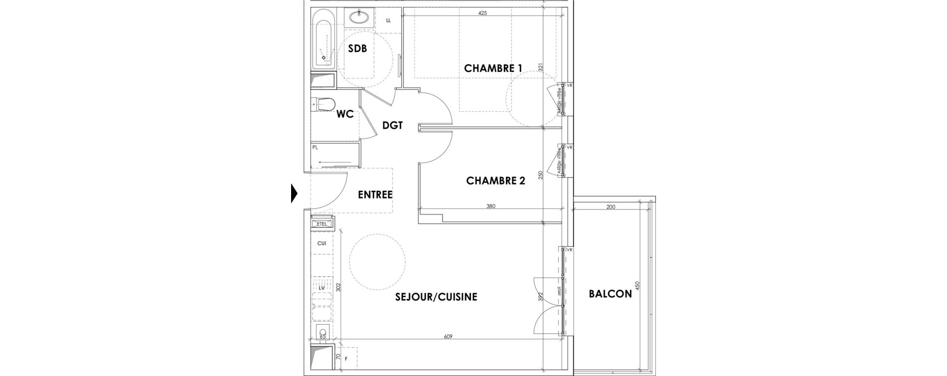 Appartement T3 de 63,45 m2 au Pont-De-Beauvoisin Centre