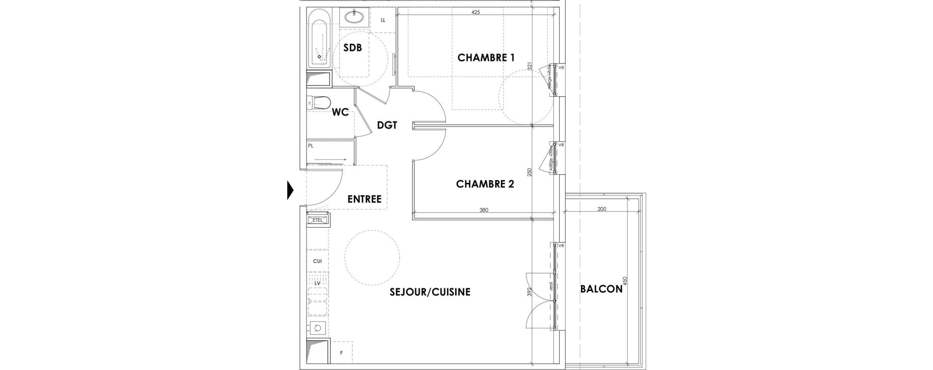 Appartement T3 de 63,57 m2 au Pont-De-Beauvoisin Centre