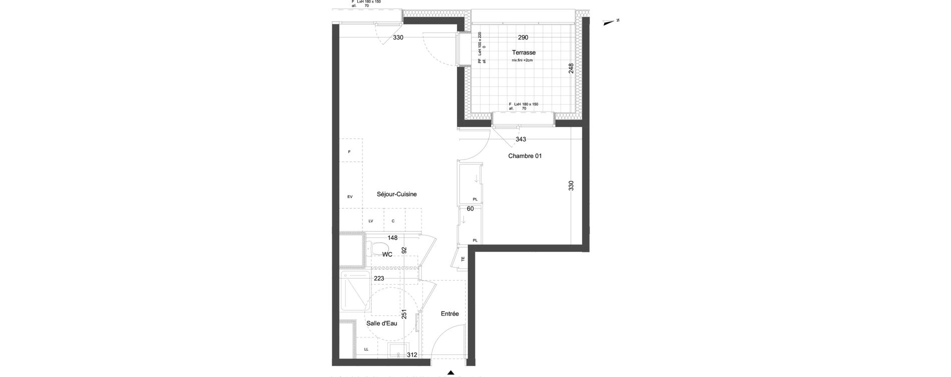 Appartement T1 bis de 41,28 m2 au Pont-De-Claix Centre