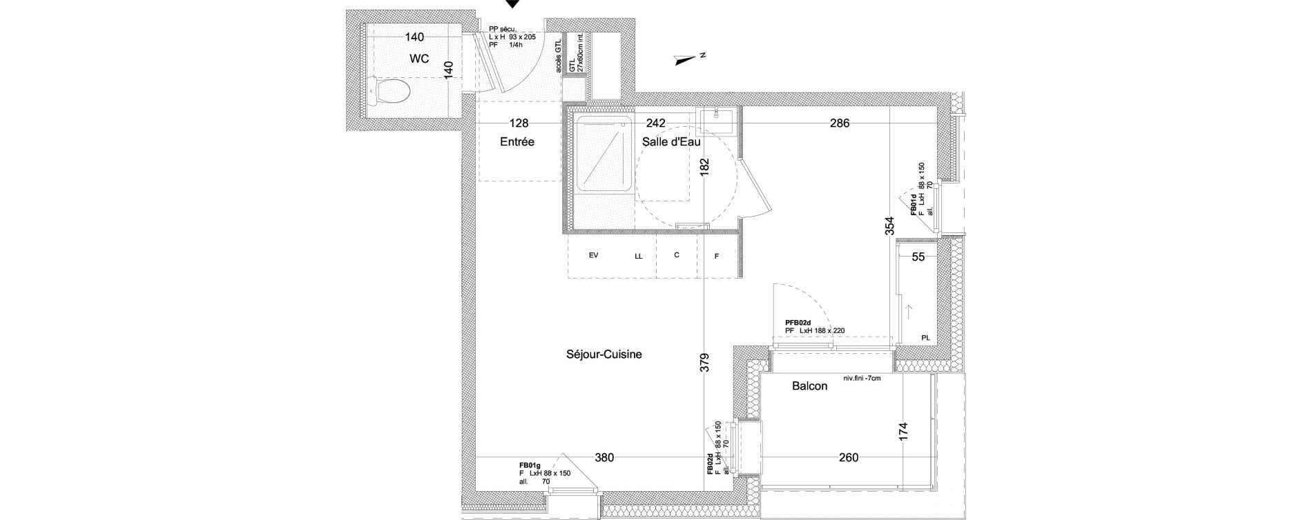 Appartement T1 bis de 34,88 m2 au Pont-De-Claix Centre
