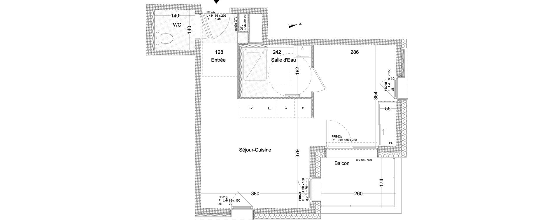 Appartement T1 bis de 34,88 m2 au Pont-De-Claix Centre