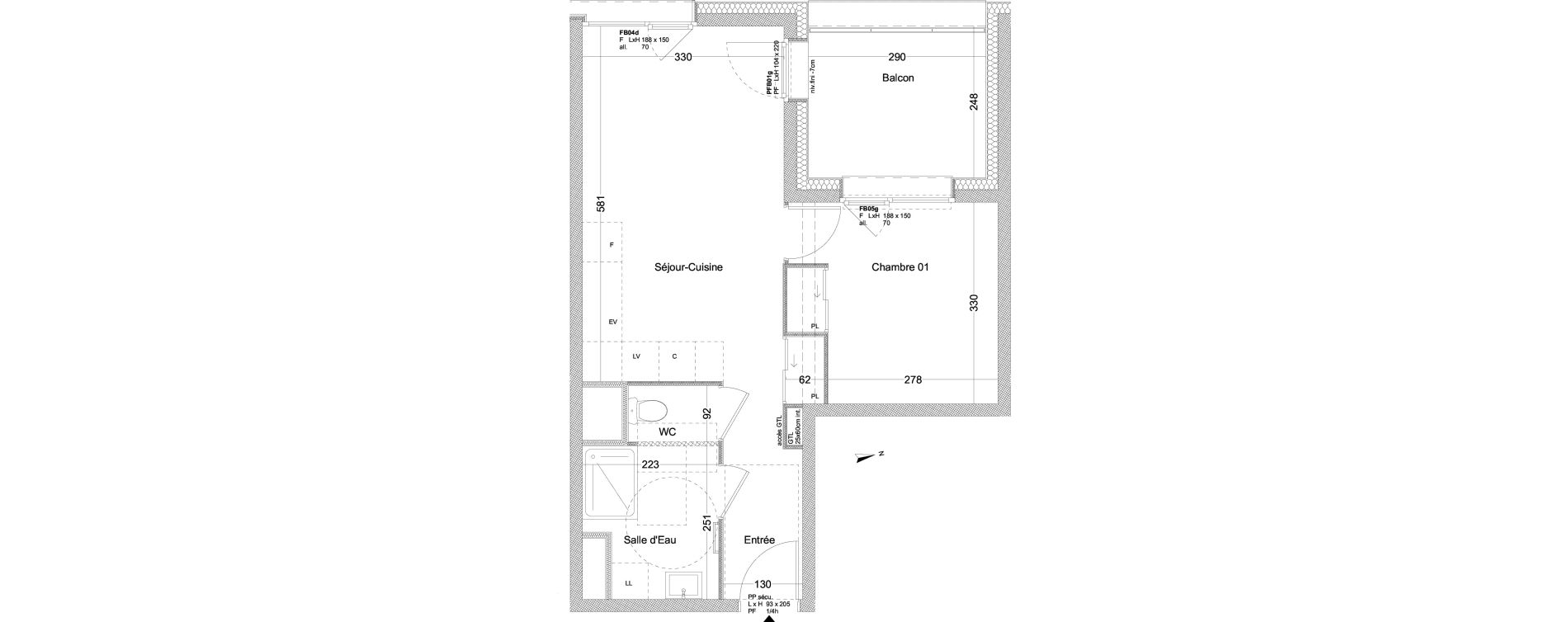 Appartement T1 bis de 41,21 m2 au Pont-De-Claix Centre