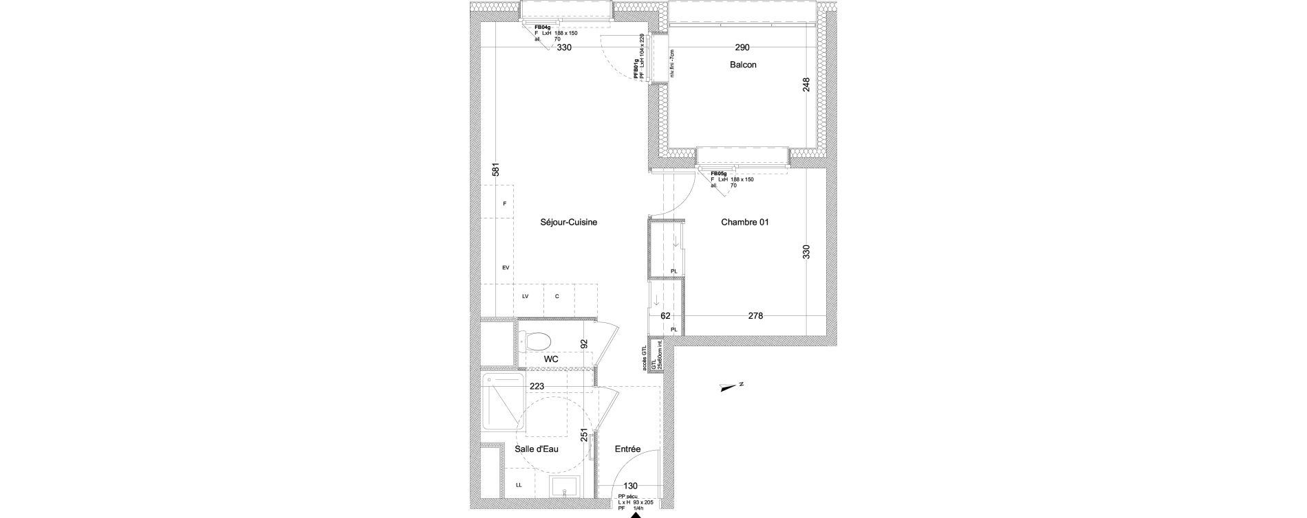 Appartement T1 bis de 41,21 m2 au Pont-De-Claix Centre