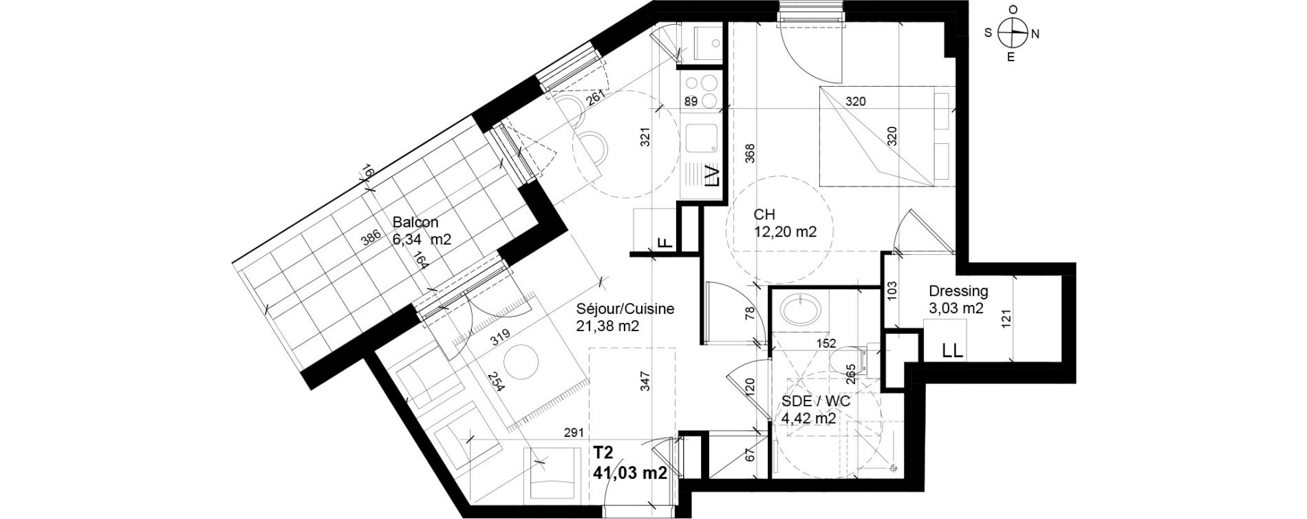 Appartement T2 de 41,03 m2 au Pont-De-Claix Bourg