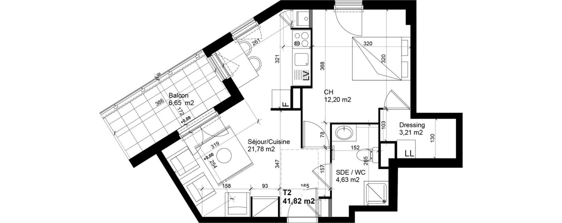 Appartement T2 de 41,82 m2 au Pont-De-Claix Bourg
