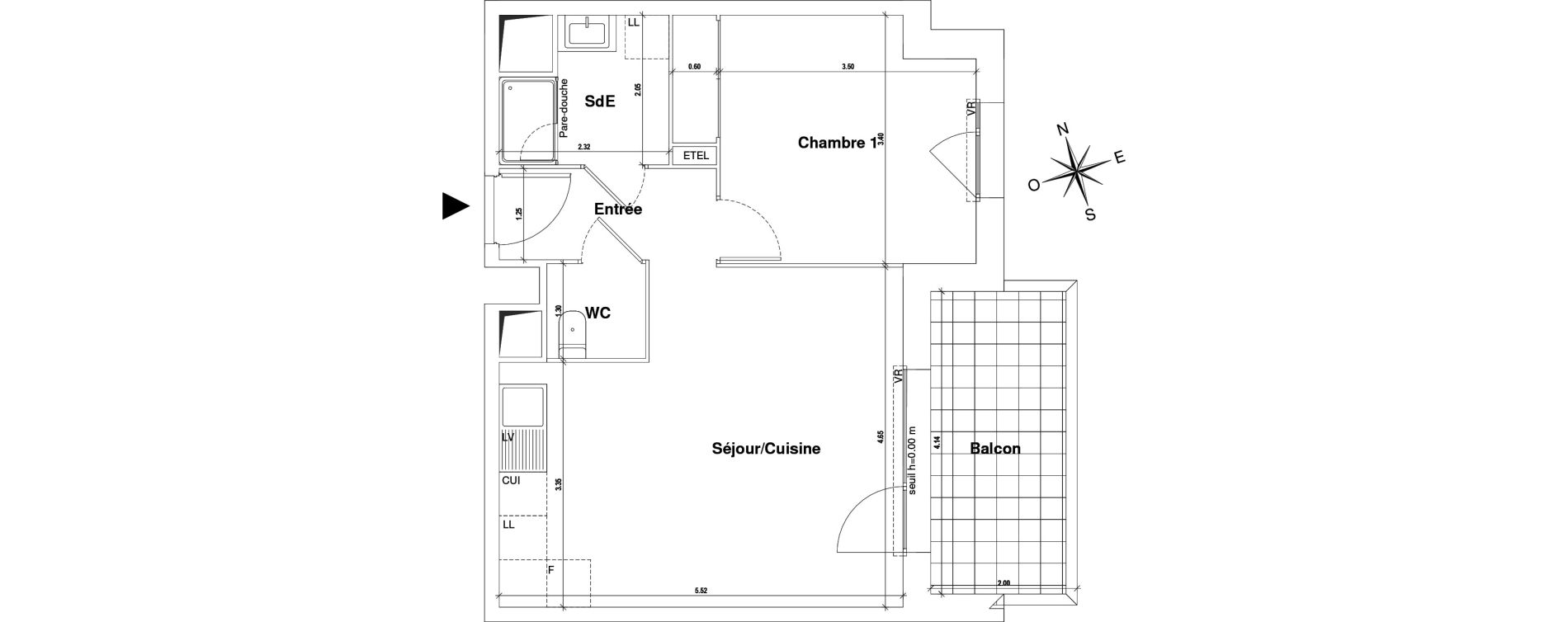 Appartement T2 de 45,08 m2 au Pont-De-Claix Centre