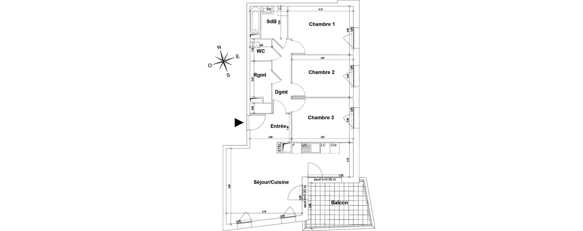 Appartement T4 de 83,34 m2 au Pont-De-Claix Centre