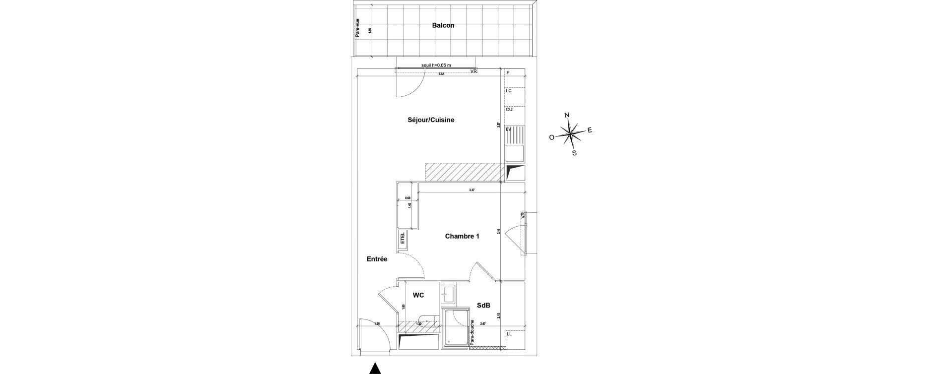 Appartement T2 de 45,75 m2 au Pont-De-Claix Centre