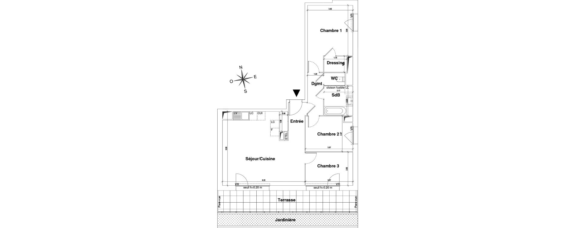 Appartement T4 de 79,62 m2 au Pont-De-Claix Centre