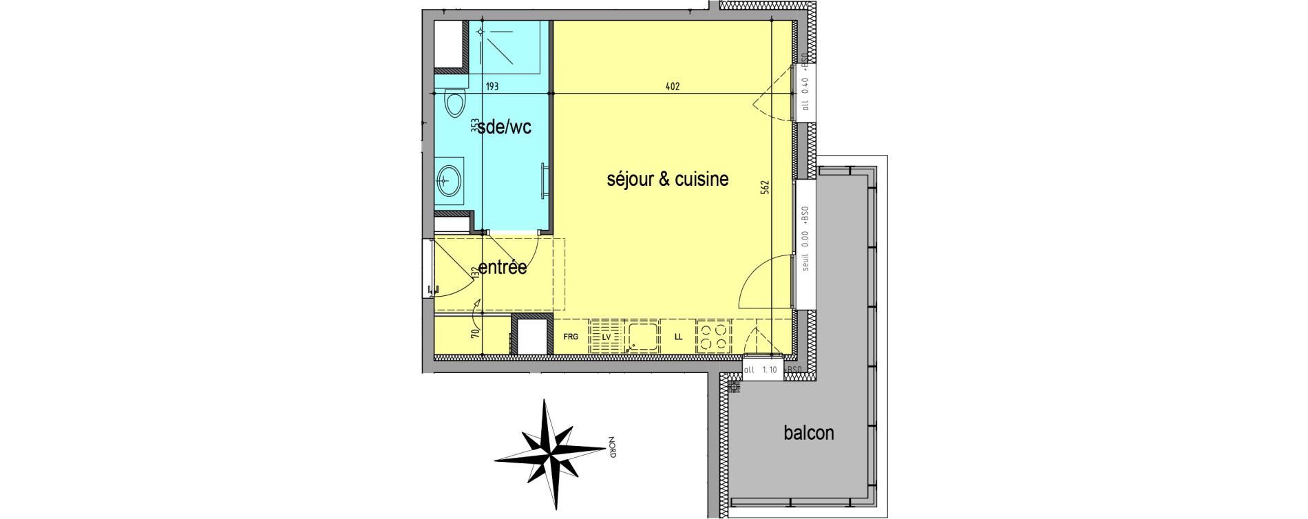 Appartement T1 de 32,21 m2 au Pont-De-Claix Centre