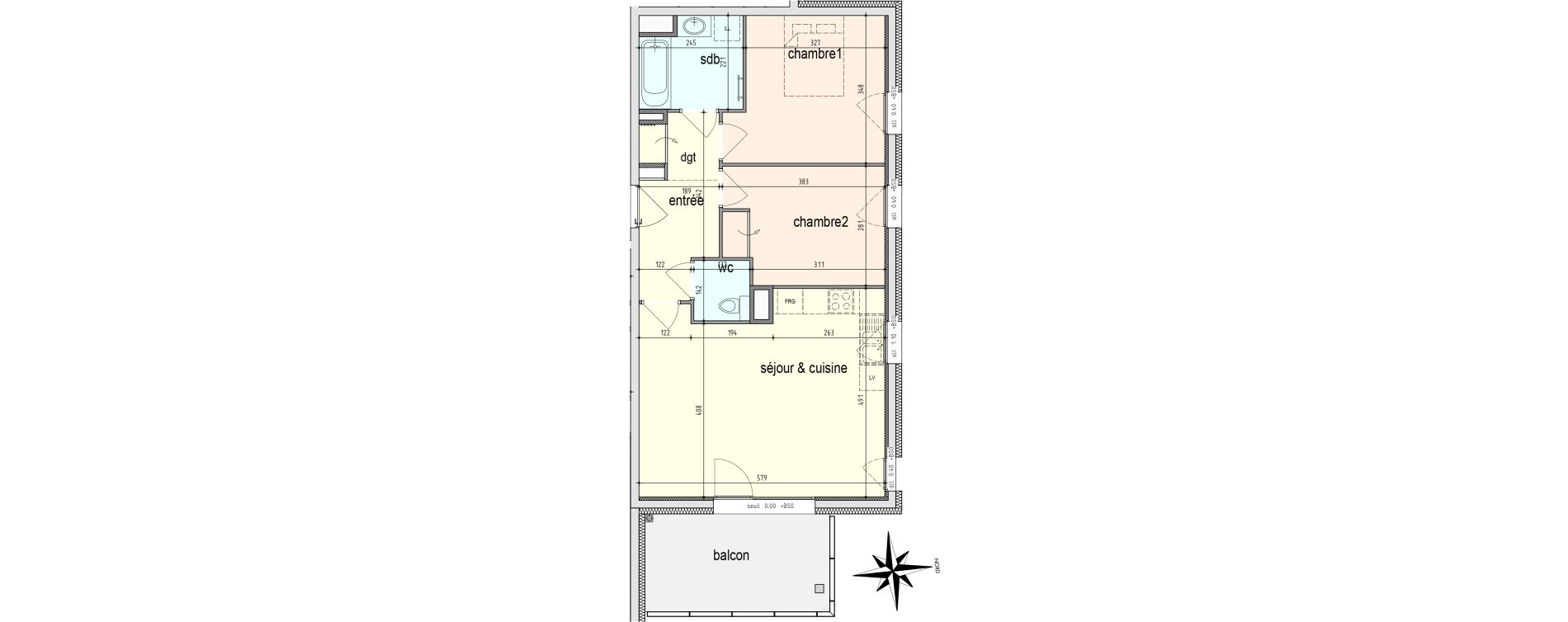 Appartement T3 de 62,75 m2 au Pont-De-Claix Centre