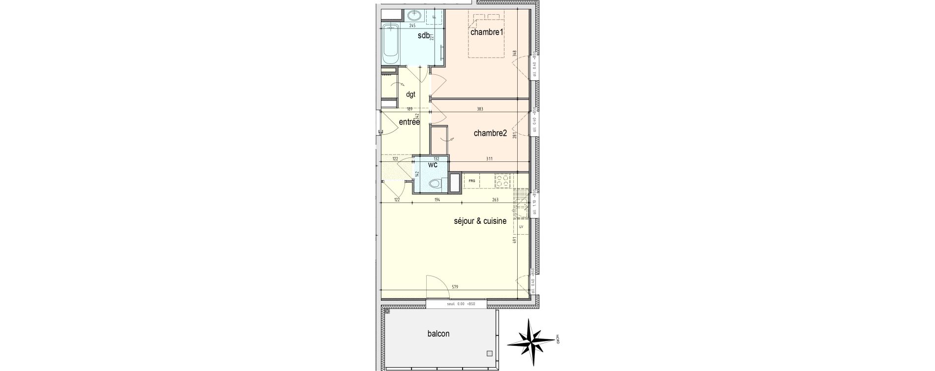 Appartement T3 de 62,75 m2 au Pont-De-Claix Centre