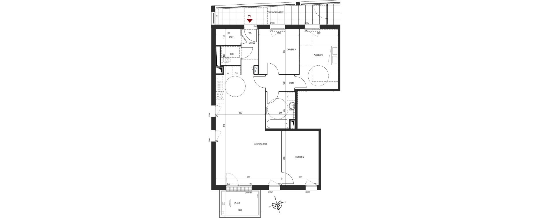 Appartement T4 de 83,21 m2 au Pont-De-Claix Centre