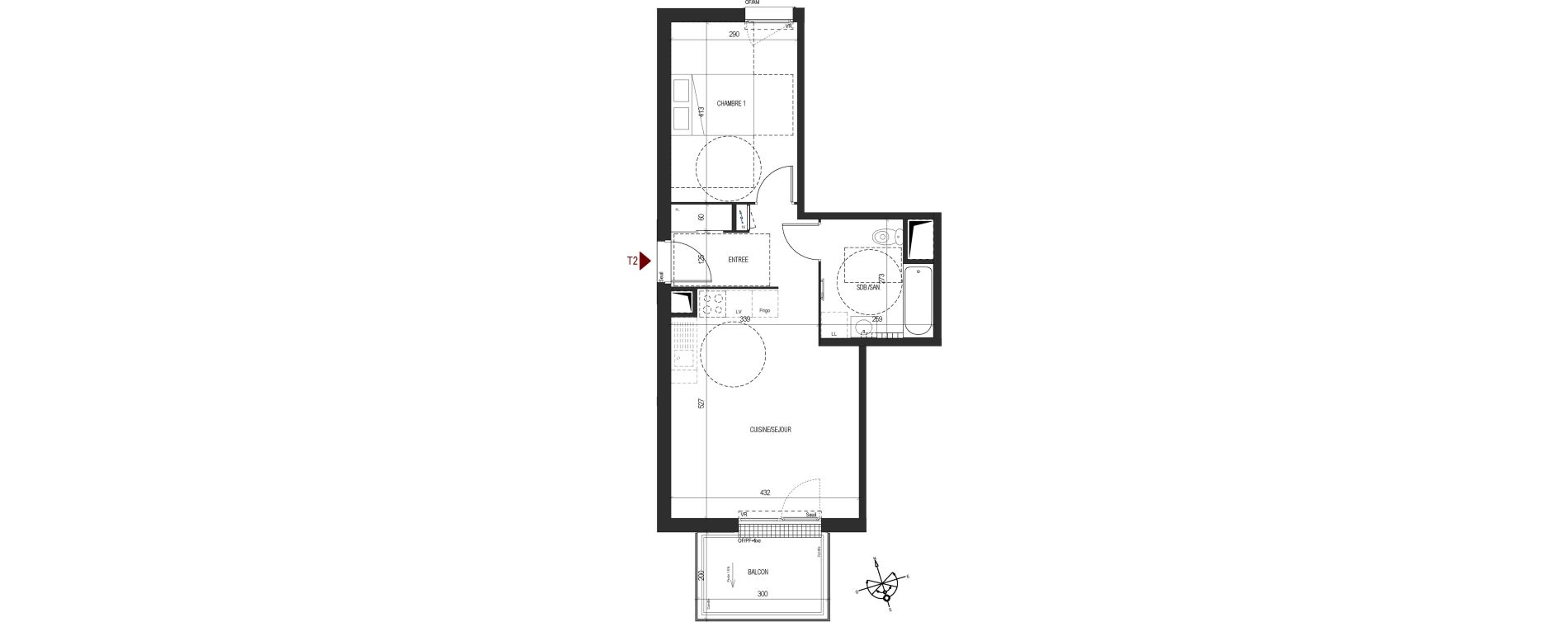 Appartement T2 de 45,41 m2 au Pont-De-Claix Centre
