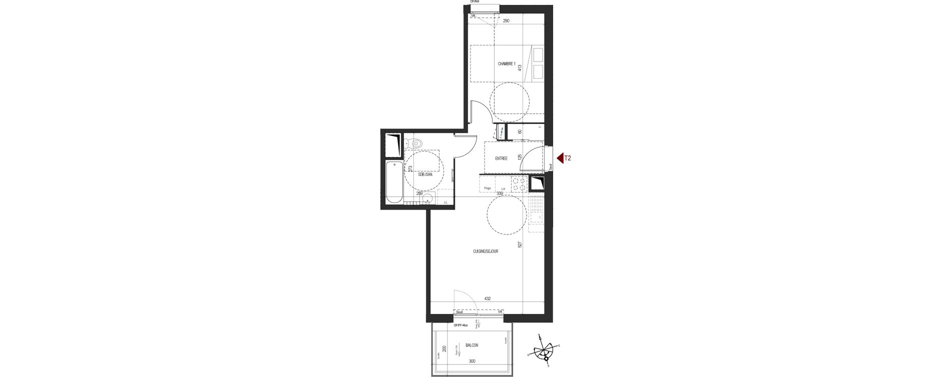Appartement T2 de 45,41 m2 au Pont-De-Claix Centre
