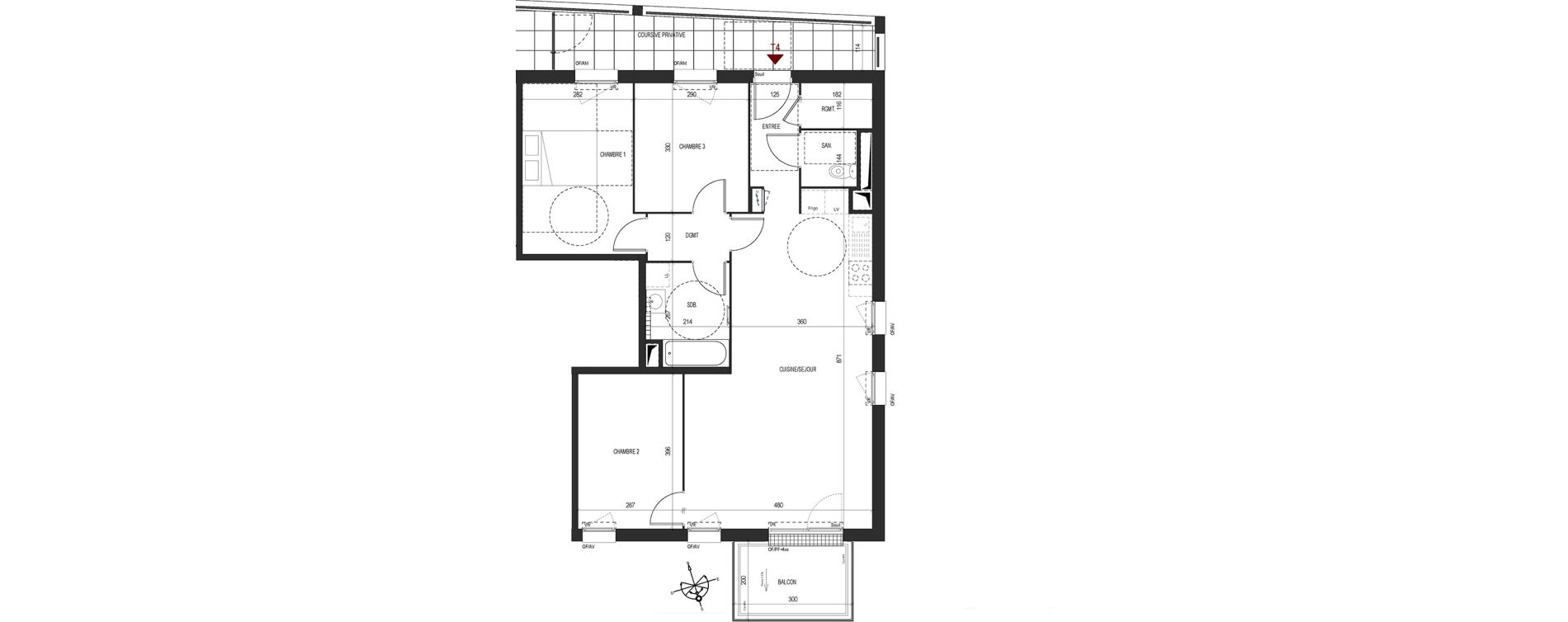 Appartement T4 de 83,21 m2 au Pont-De-Claix Centre