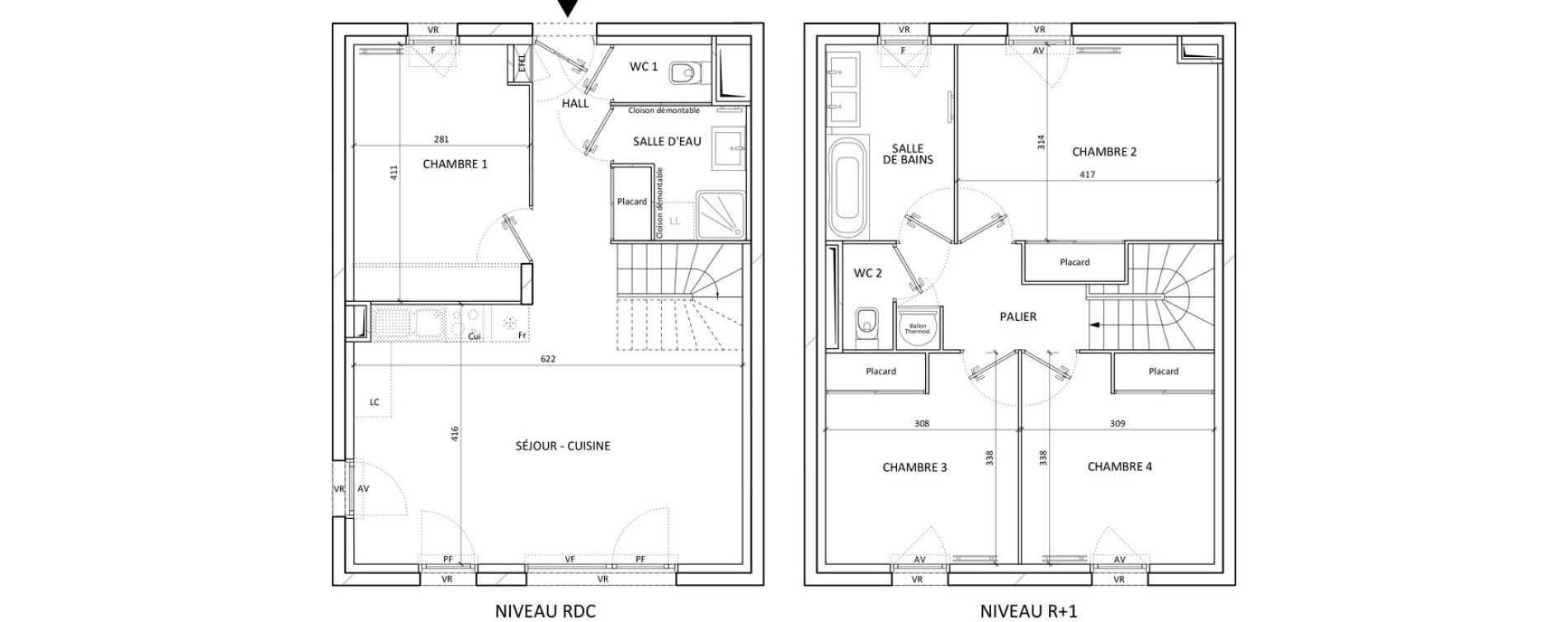 Maison T5 de 94,60 m2 aux Aveni&egrave;res Centre