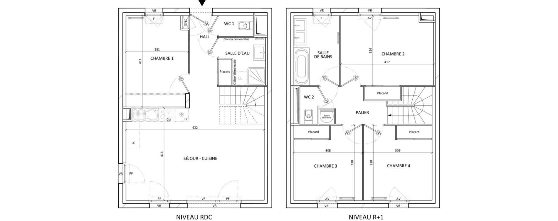 Maison T5 de 94,60 m2 aux Aveni&egrave;res Centre