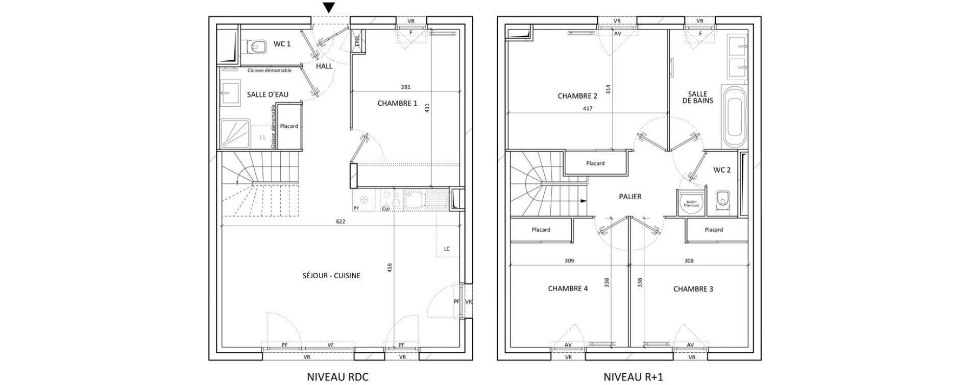 Maison T5 de 94,60 m2 aux Aveni&egrave;res Centre