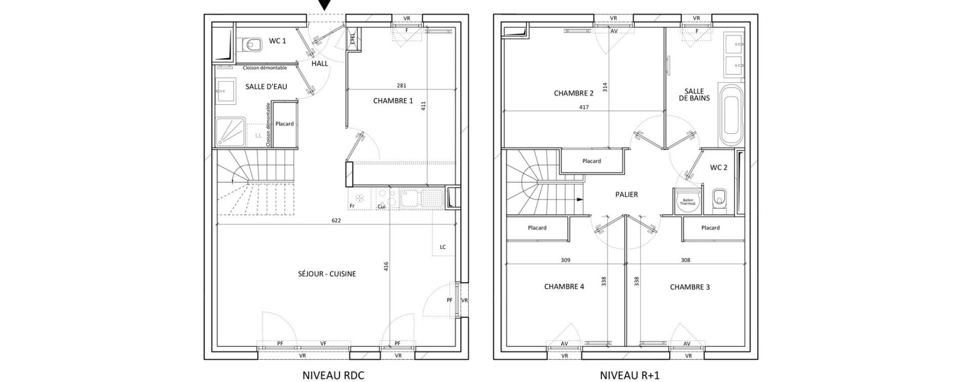 Maison T5 de 94,60 m2 aux Aveni&egrave;res Centre