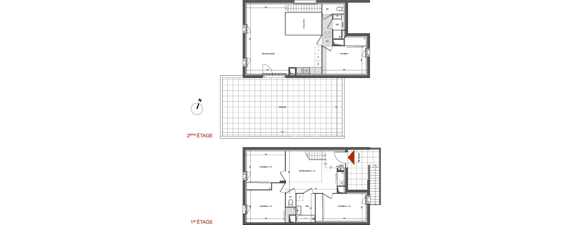 Duplex T5 de 110,60 m2 &agrave; L'Isle-D'Abeau Saint-hubert